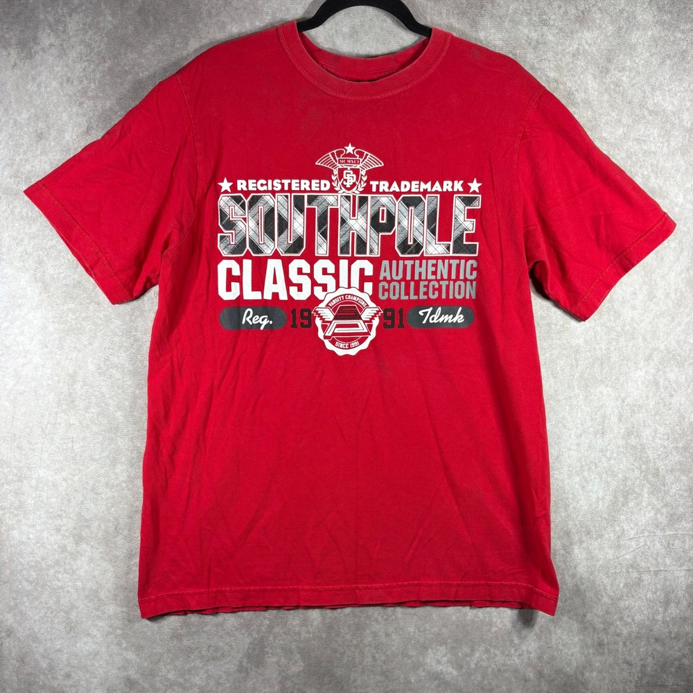 Southpole T-Shirt Men Medium Red Classic Authentic Collection Graphic Streetwear